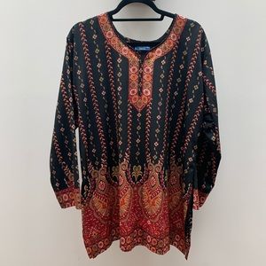 Maple Clothing Vibrant Patterned Tunic Top / EUC